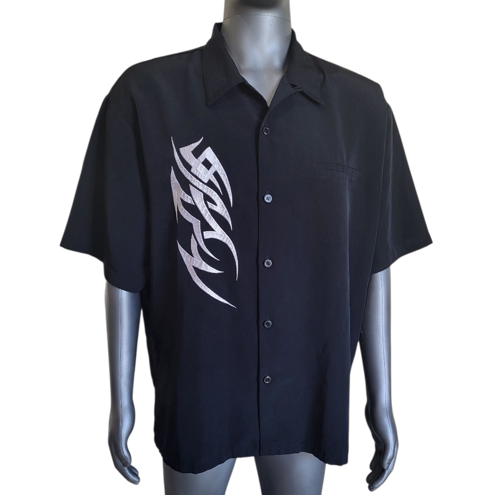 118B. Dragonfly Black Graphic Men's Shirt - Size L